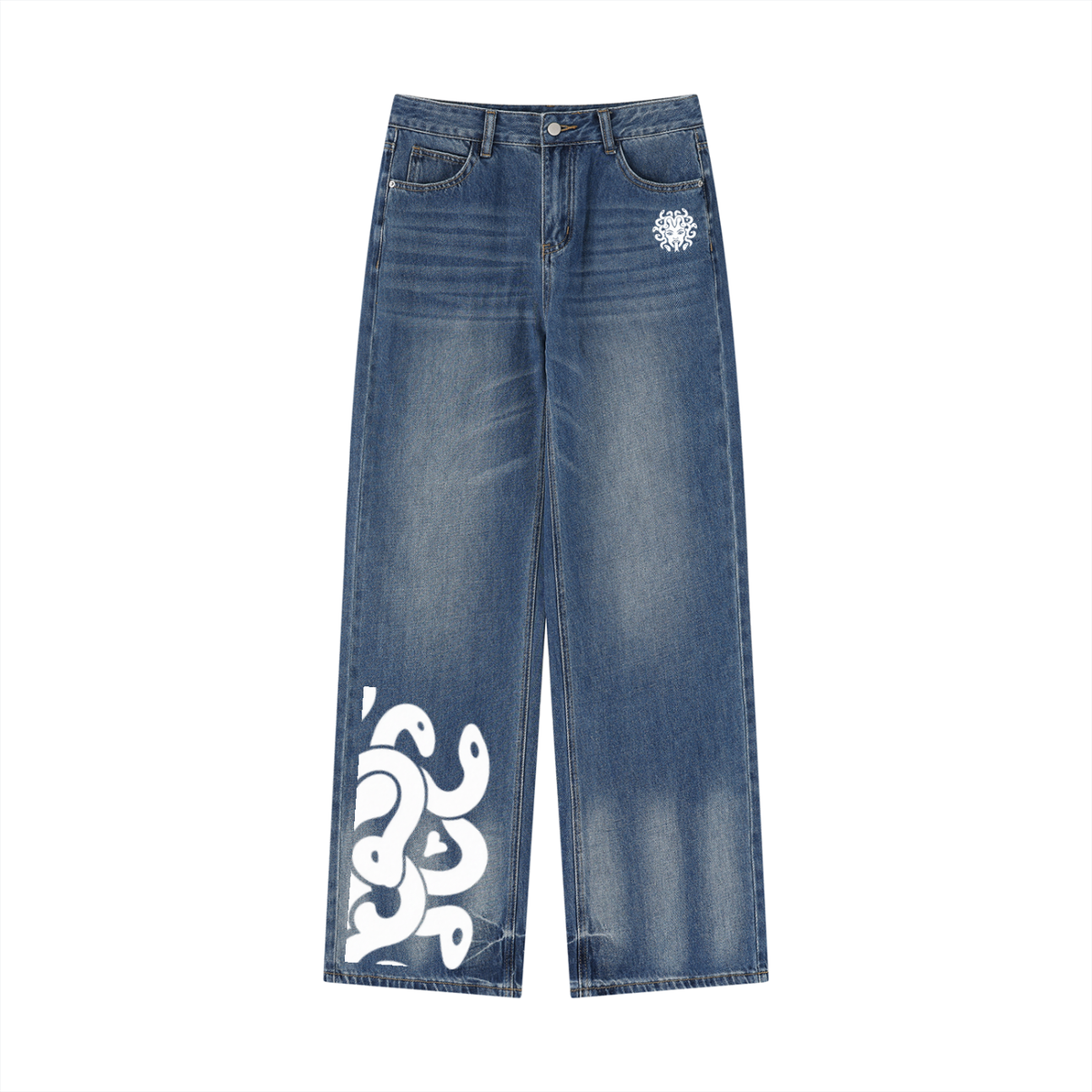 FIT$ CUSTOM Women’s Wide Leg Vintage Washed Blue Jeans