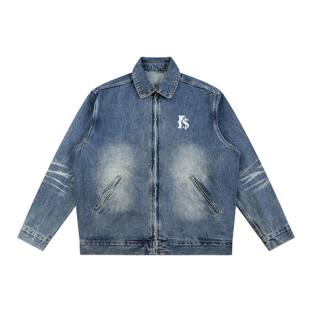FIT$ Vintage Washed Blue Denim Jacket