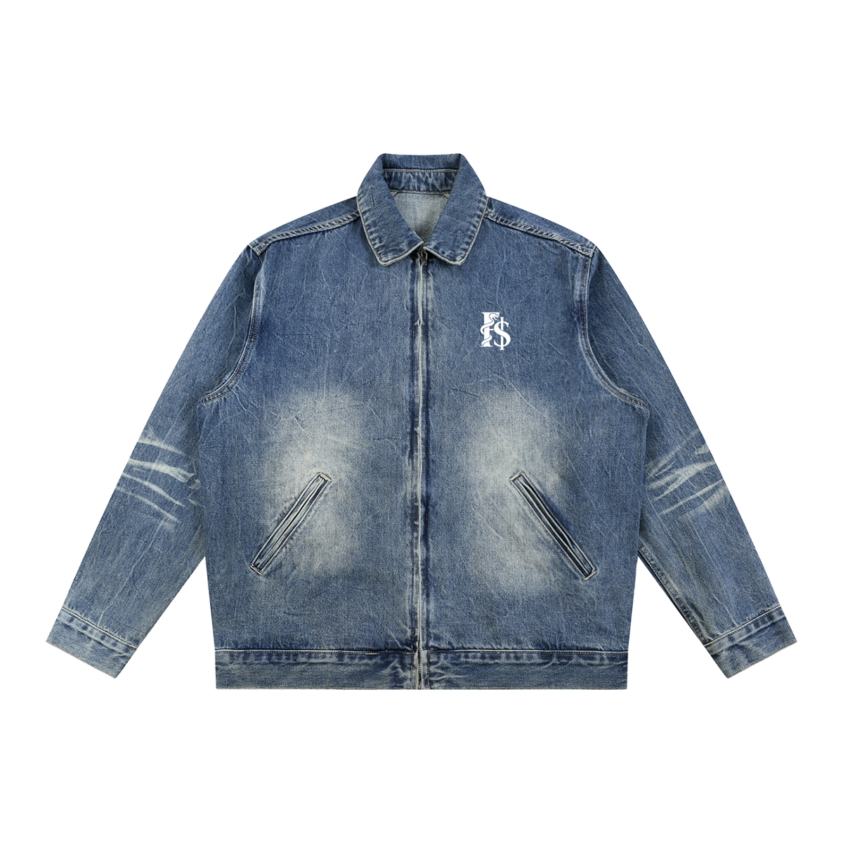 FIT$ Vintage Washed Blue Denim Jacket