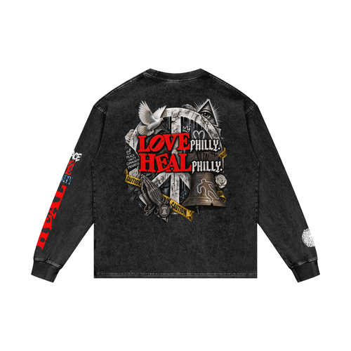 FIT$ LOVE & HEAL Acid Washed Oversize Long Sleeve